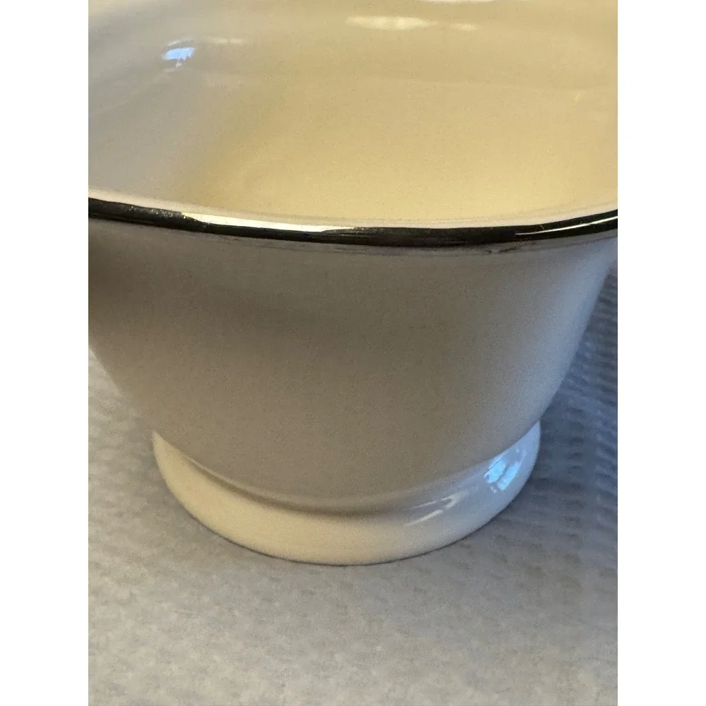 Bath‎ & Body Works 1999 Holiday Edition Silver Star Large Bowl Pot Ceramic